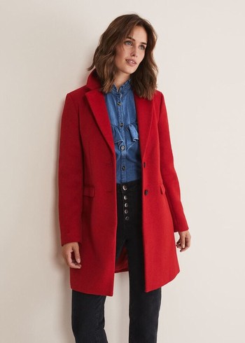 Phase Eight Lydia Red Wool Smart Coats Red Canada | BFVWXI-726